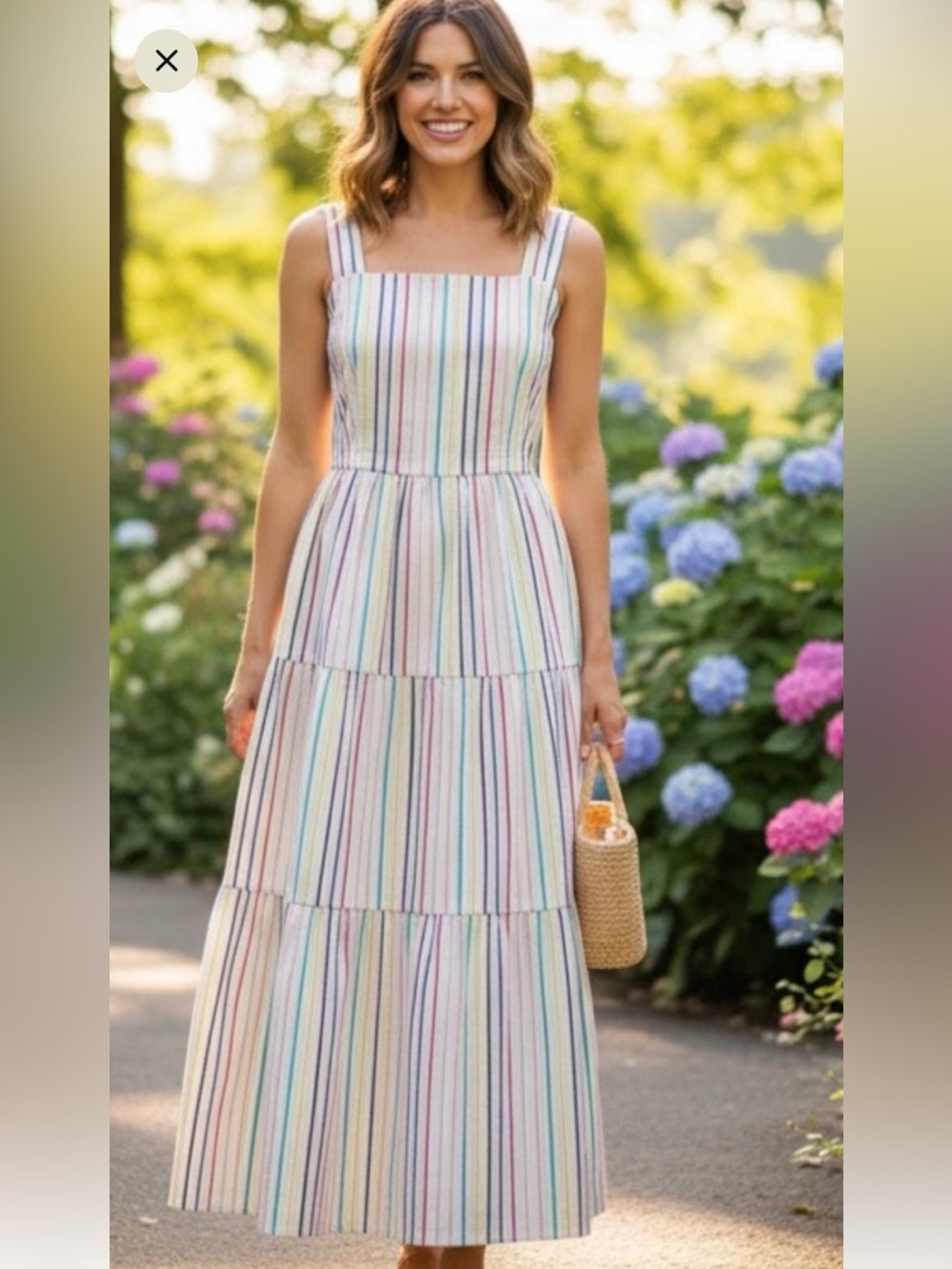 J Crew Tiered Cotton Poplin Striped Sundress - Rainbow Pride White Pastel Maxi 8